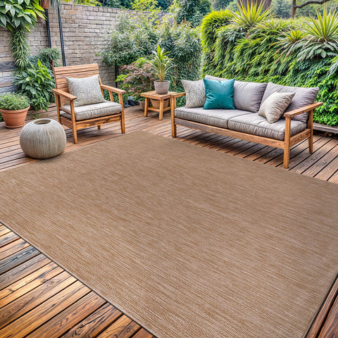 Lena Rug vista frontal 5x7 jute beige mostrando elegante cobertura y durabilidad