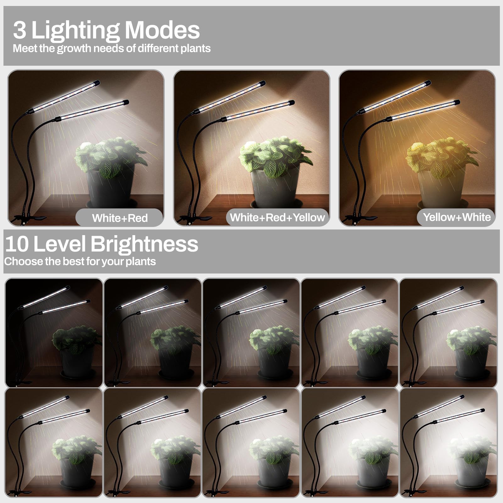 LEOTER lámpara iluminando varias macetas interior beneficio crecimiento uniforme