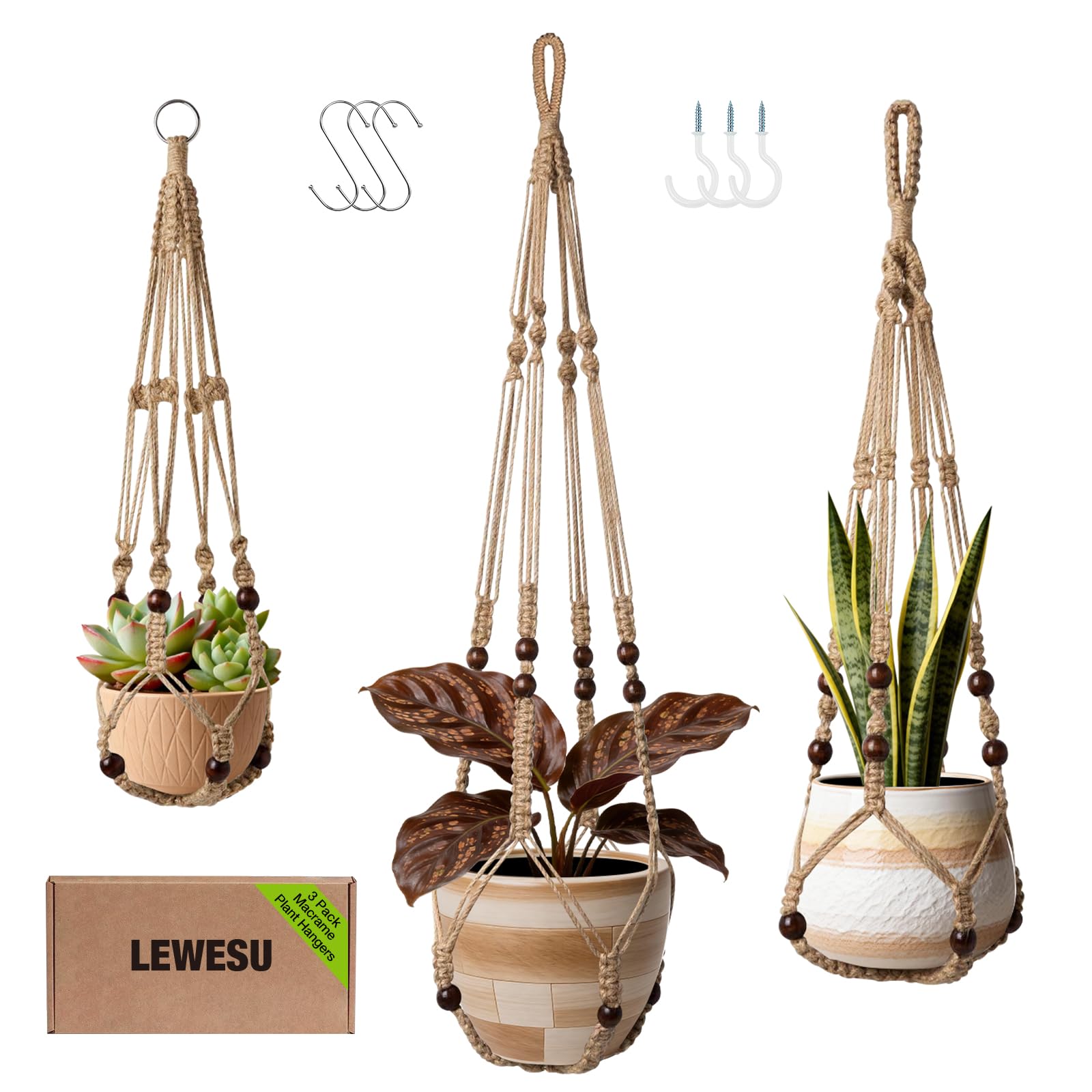 LEWESU colgador macramé frontal mostrando diseño y uso decorativo