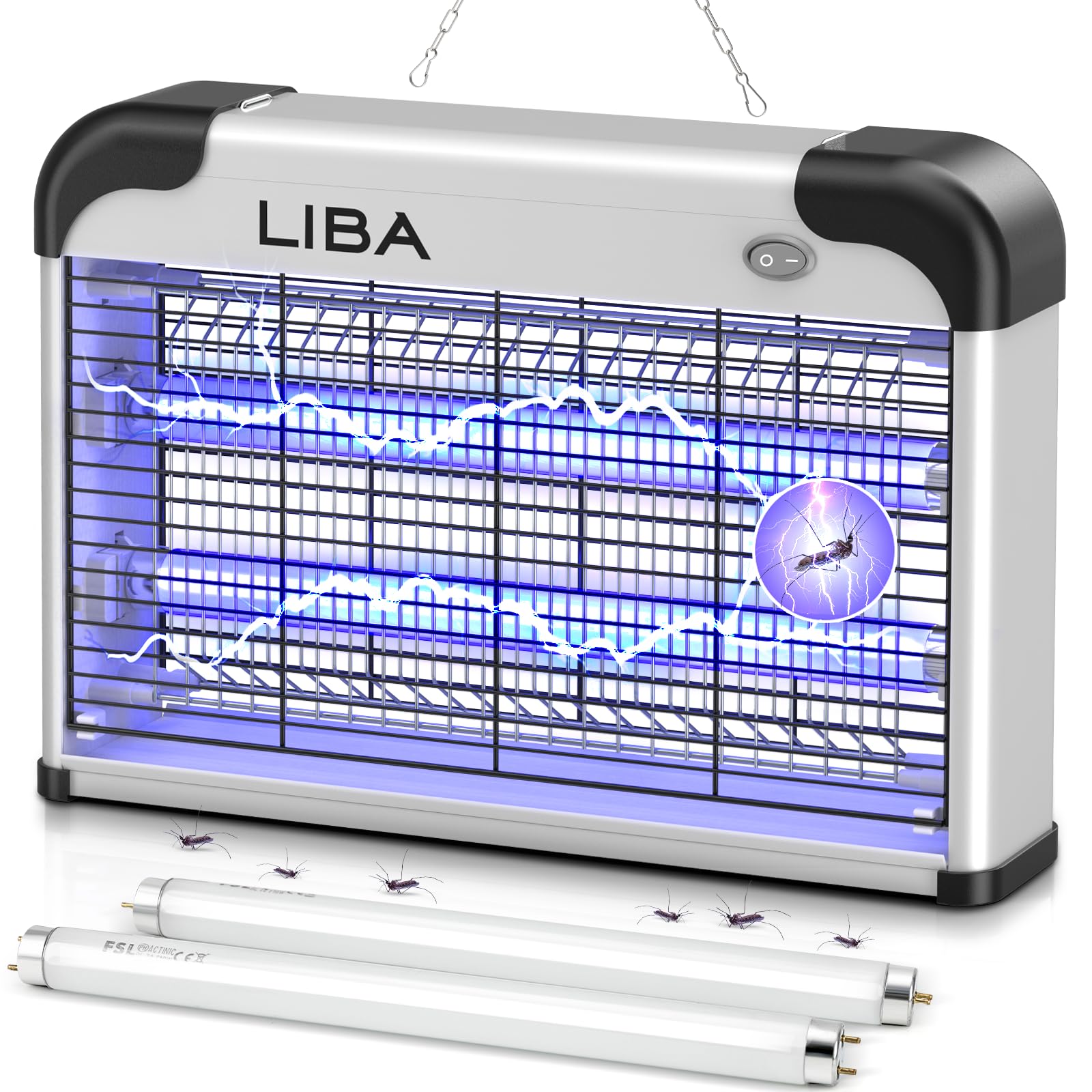 LiBa vista frontal del zapper mostrando diseño compacto y beneficio de control de insectos
