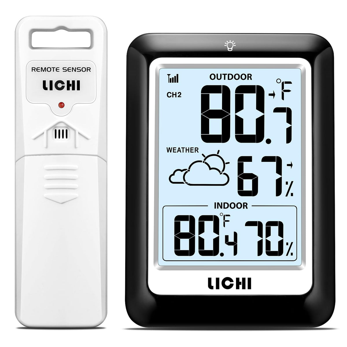 LICHI frente con pantalla retroiluminada para lectura clara