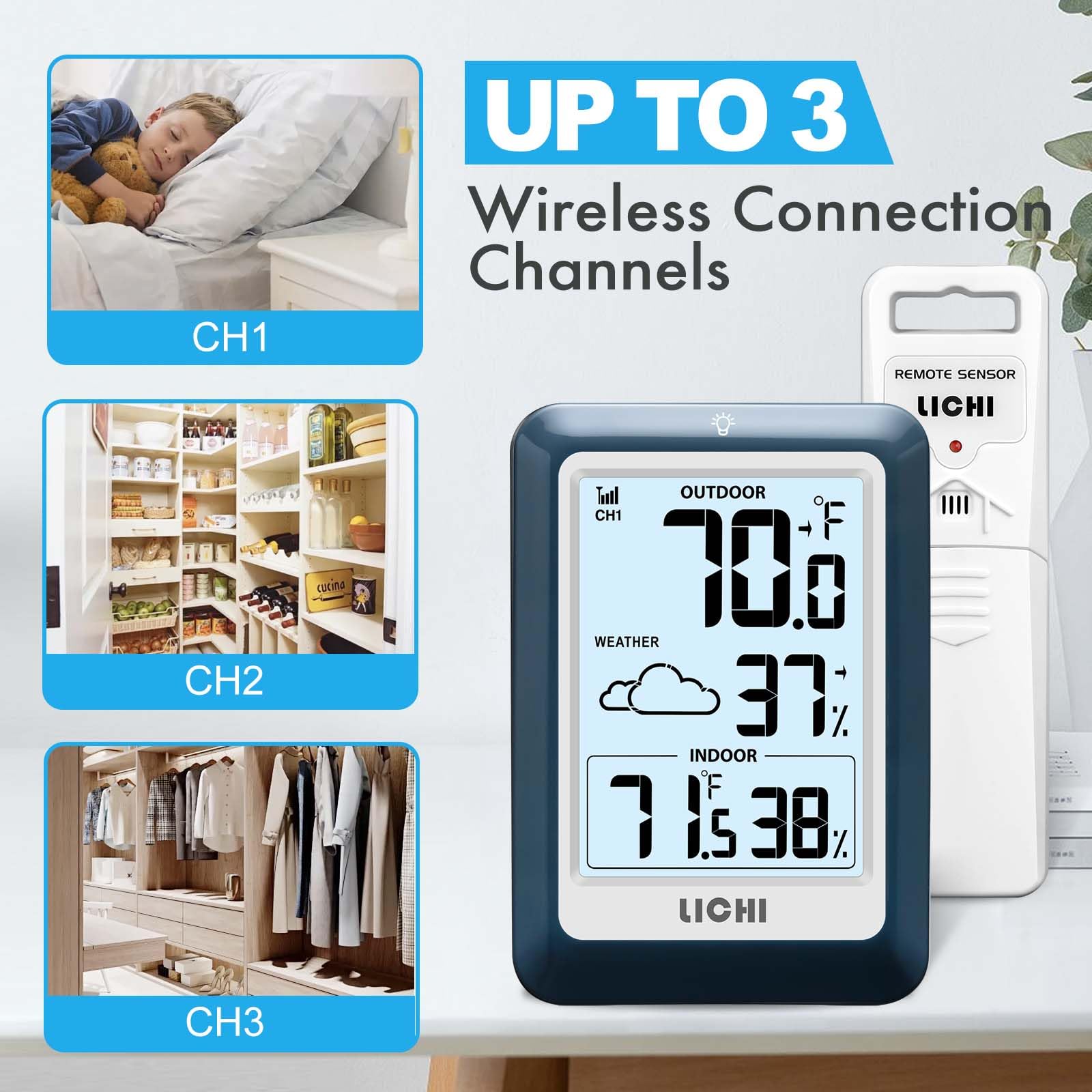 LICHI sensor externo detallado mostrando construcción resistente y alcance