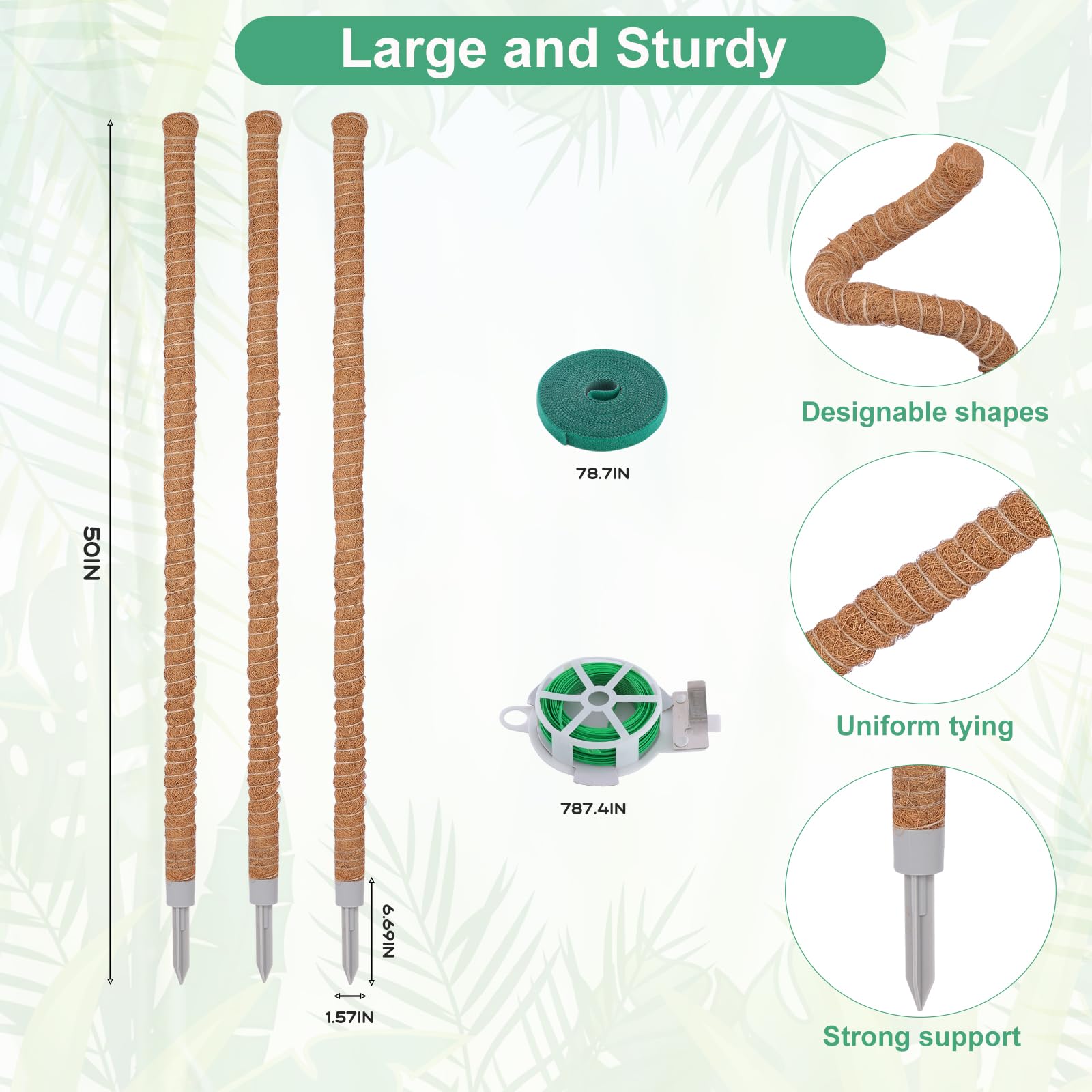 LifeNest poste en uso con monstera proporcionando soporte vertical