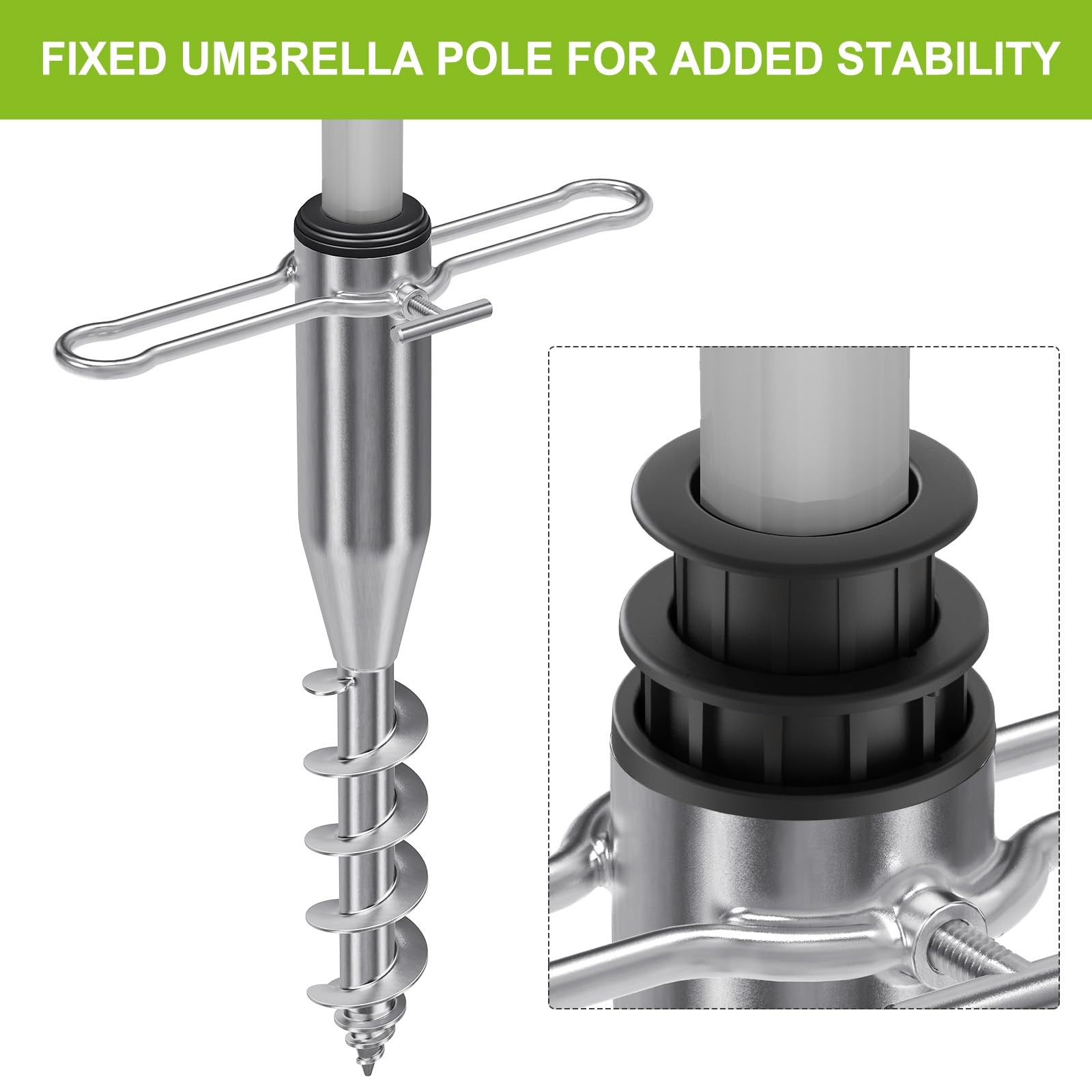 Lifeswell espiral atornillada en arena para mayor sujeción y resistencia al viento
