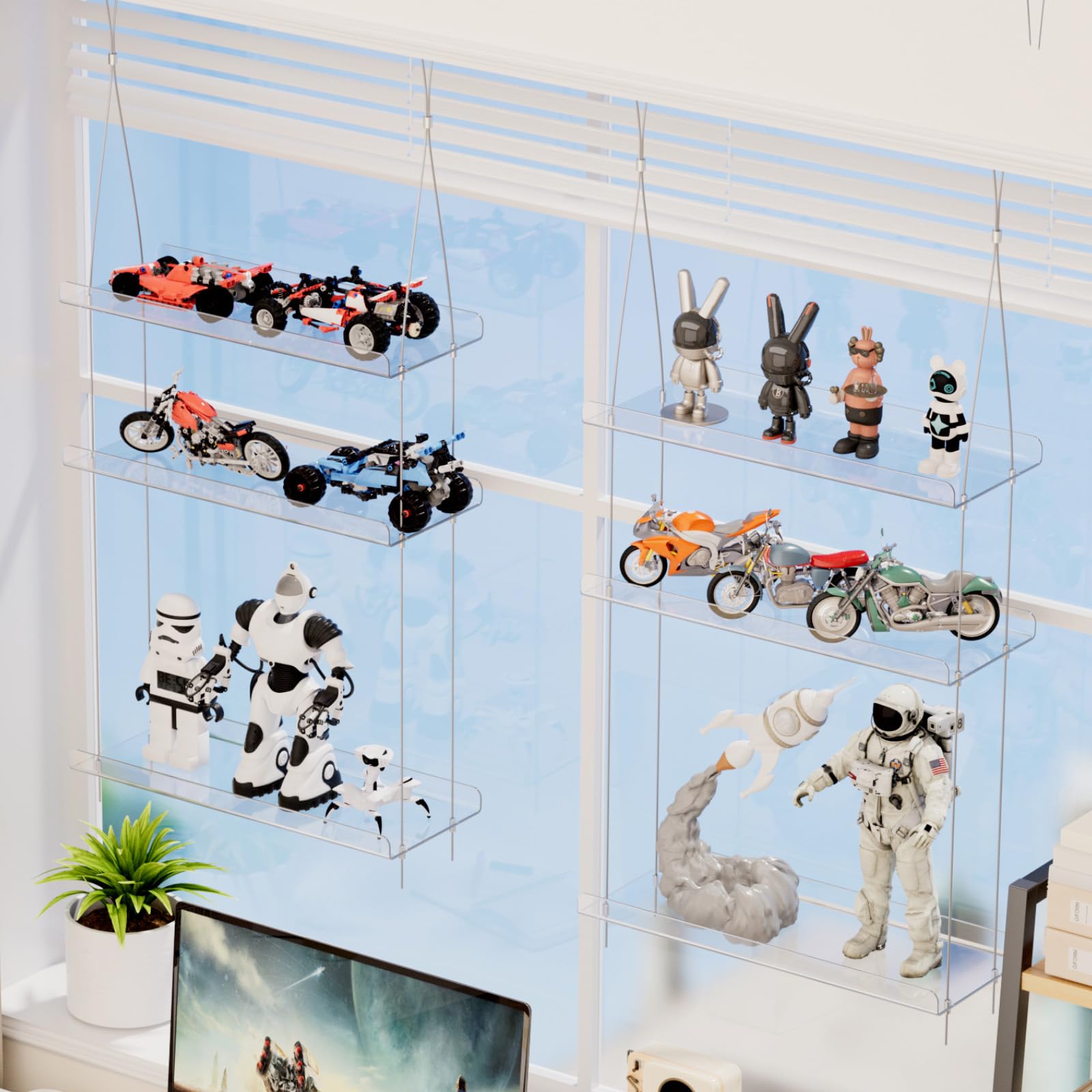 Lifewit estante en salón minimalista integrándose con la decoración