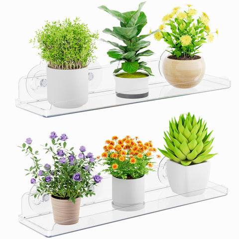 Lifewit estante frontal en ventana mostrando plantas y ahorro de espacio