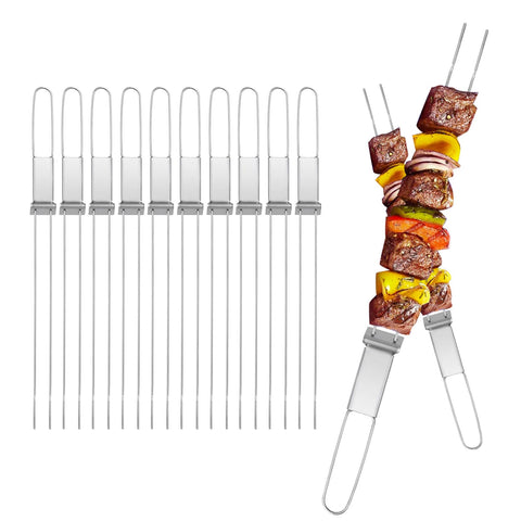Lightique vista frontal del paquete mostrando las 10 brochetas, práctico para almacenar