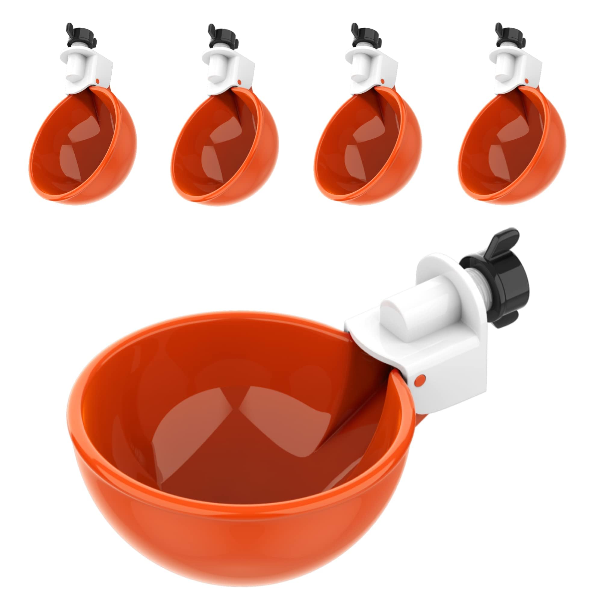 Lil'Clucker vaso frontal naranja mostrando diseño resistente y fácil acceso