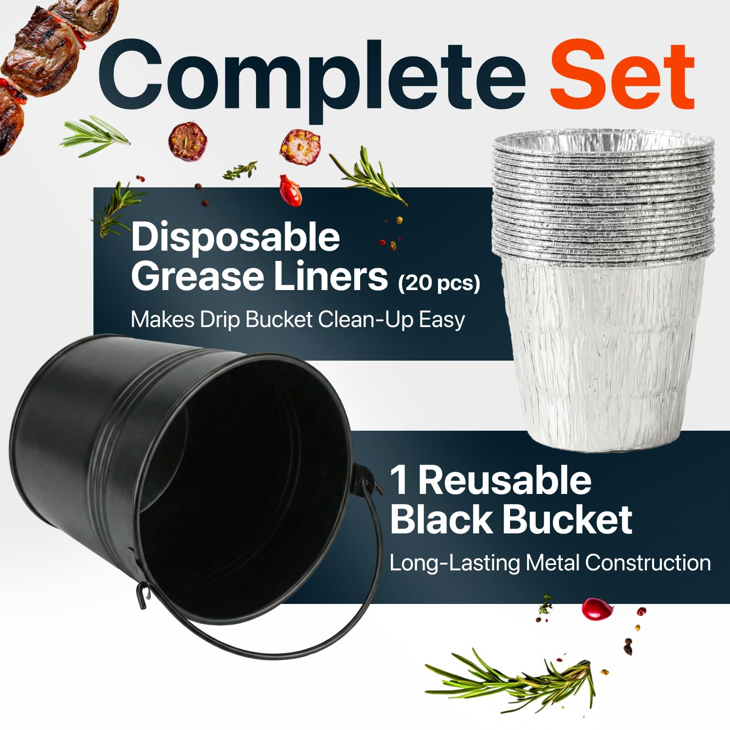 Linda's Essentials cubeta junto a objeto para comparar tamaño y capacidad útil