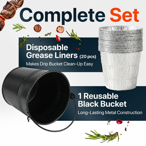Linda's Essentials cubeta junto a objeto para comparar tamaño y capacidad útil