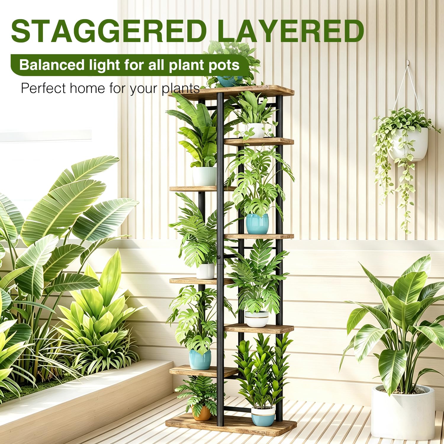 LINZINAR estante en uso en salón exhibiendo plantas y decoración para ambiente acogedor