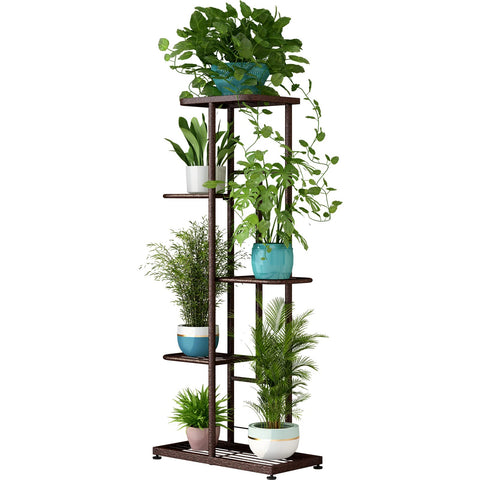 LINZINAR vista frontal del soporte de 5 niveles para exhibir macetas con orden