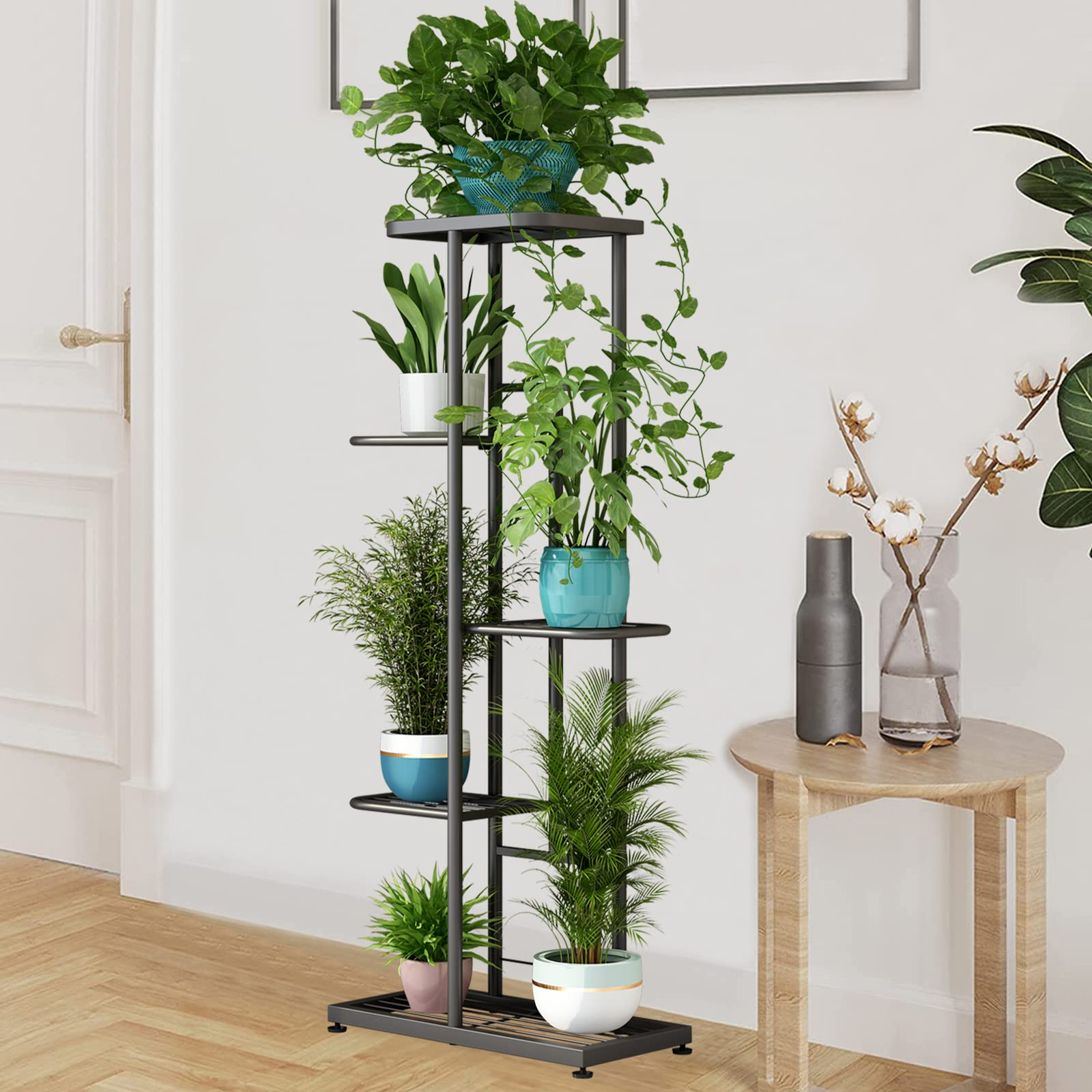 LINZINAR estantería con macetas en balcón que maximiza espacio y decoración