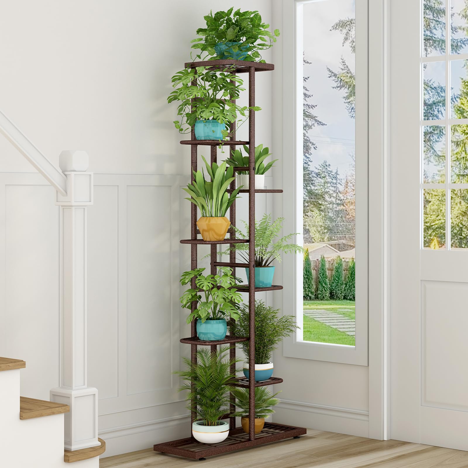 LINZINAR estantería en salón mostrando plantas y decoración en uso