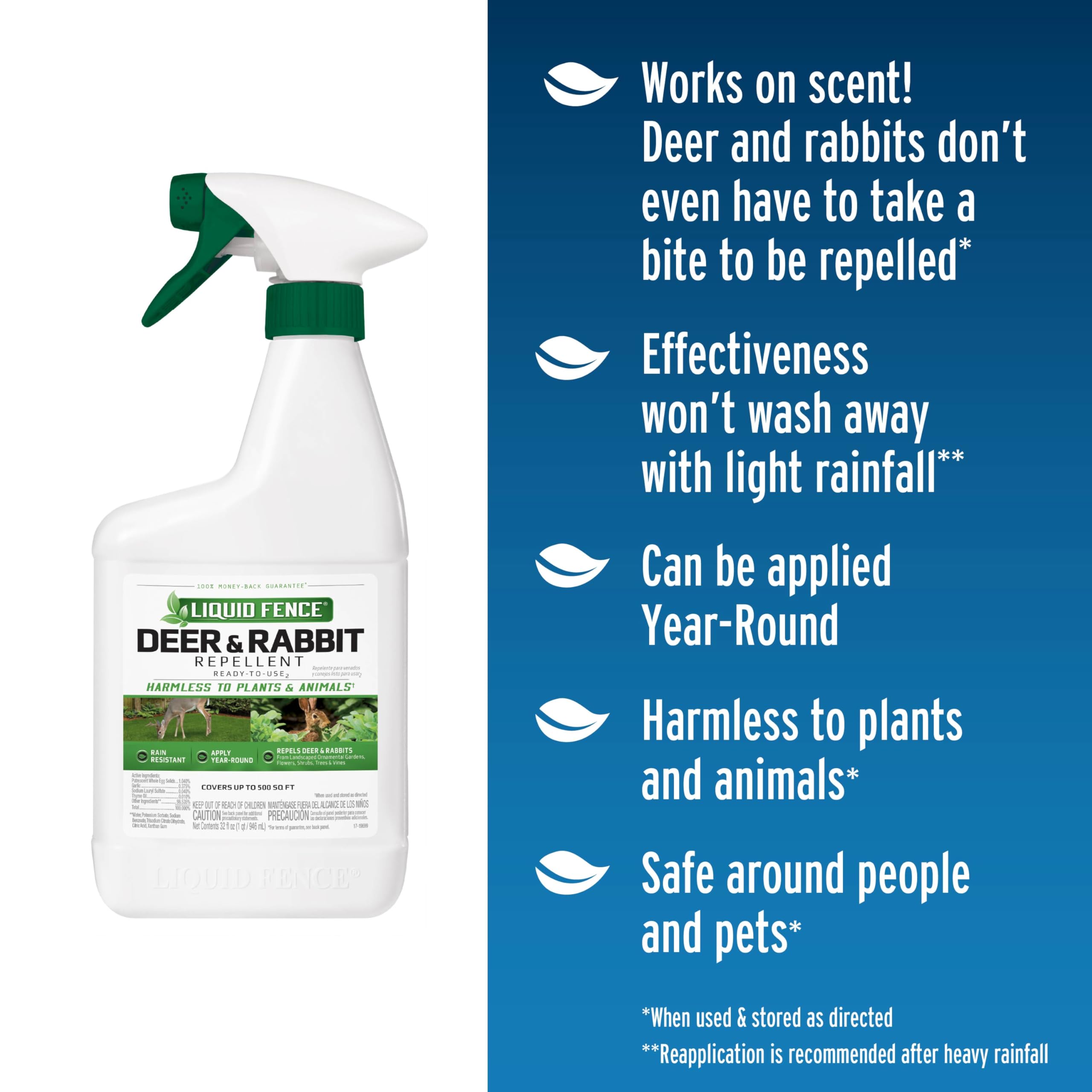 Liquid Fence etiqueta detallada con instrucciones claras y seguridad