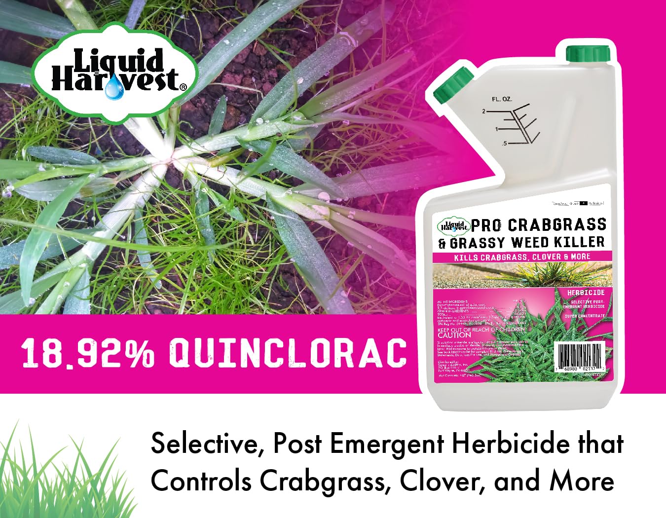 Liquid Harvest etiqueta con 18.92% quinclorac destacada y fácil lectura