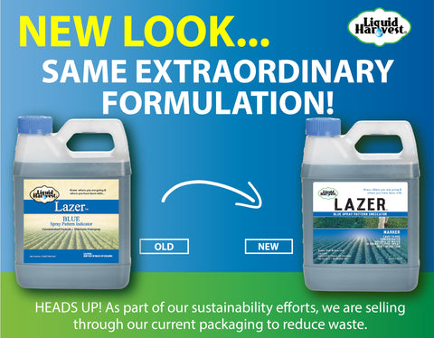 Liquid Harvest Lazer Blue tapa y embalaje que muestra cierre seguro y vertido controlado