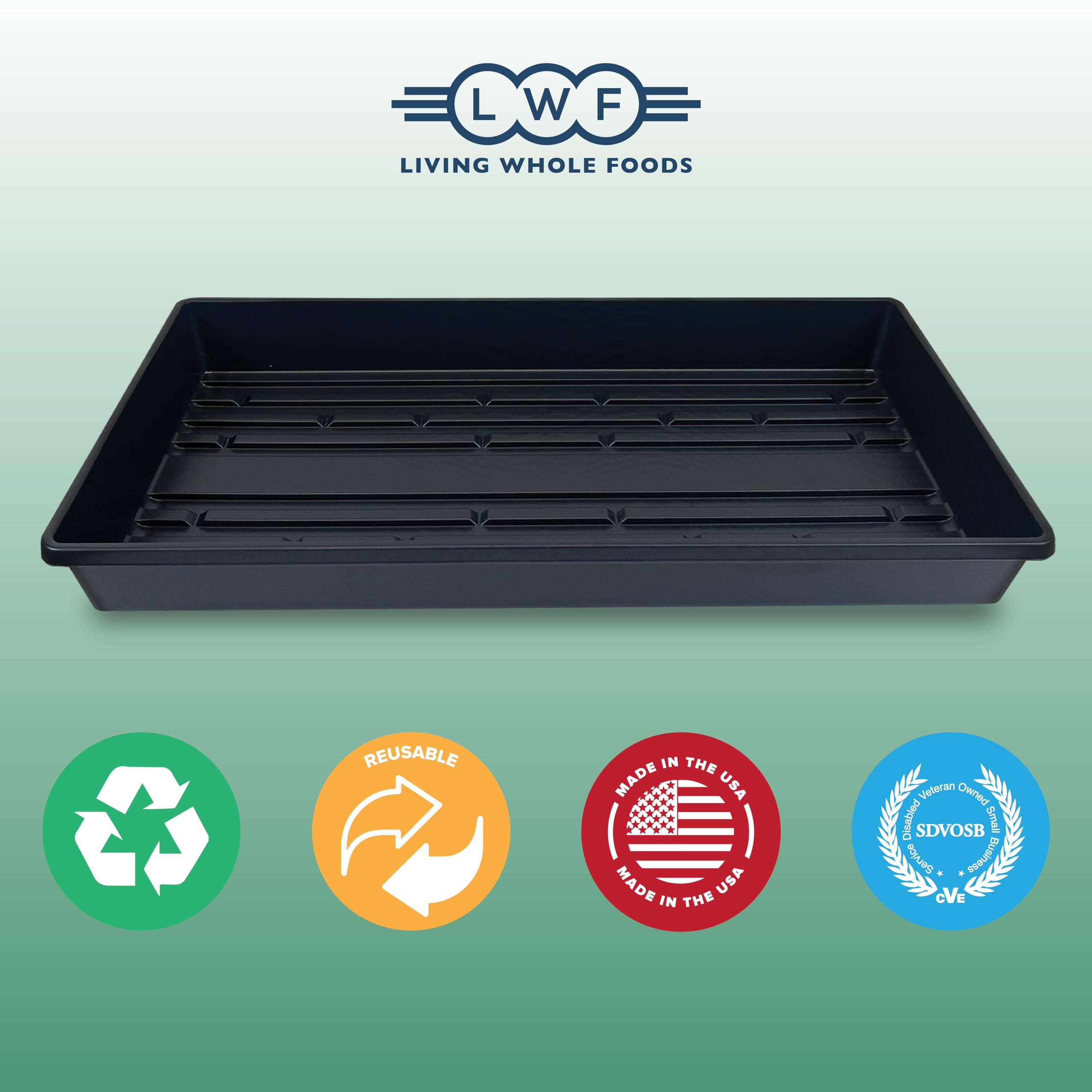 Living Whole Foods bandeja dentro de invernadero lista para microgreens