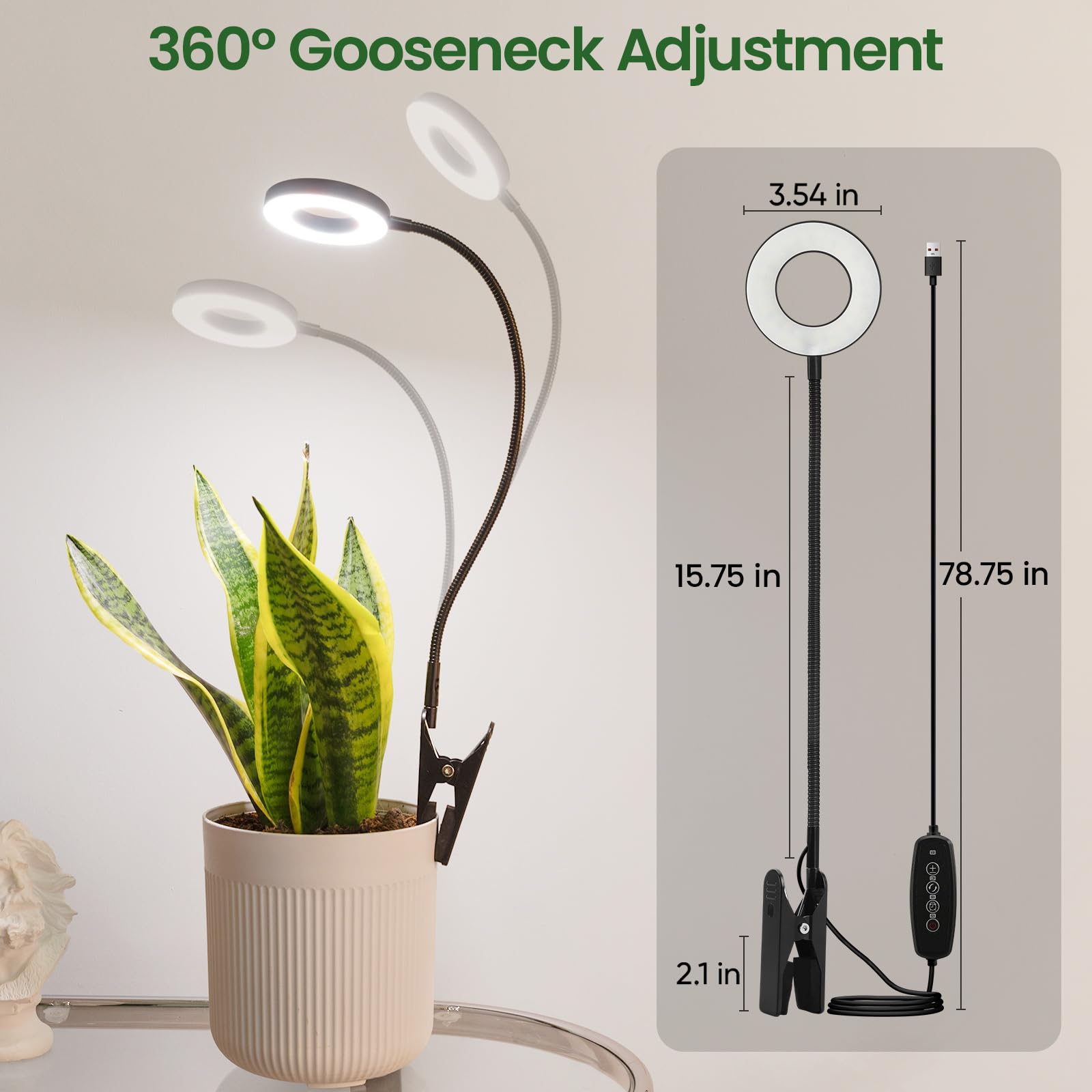 LORDEM cuello flexible 360 grados permitiendo dirigir luz con precisión
