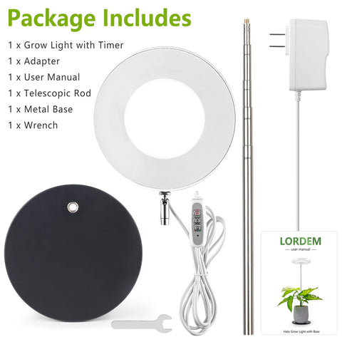 LORDEM panel con botones del temporizador y niveles de brillo para control sencillo