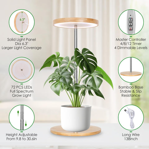 LORDEM lámpara con altura ajustada iluminando plantas eficientemente