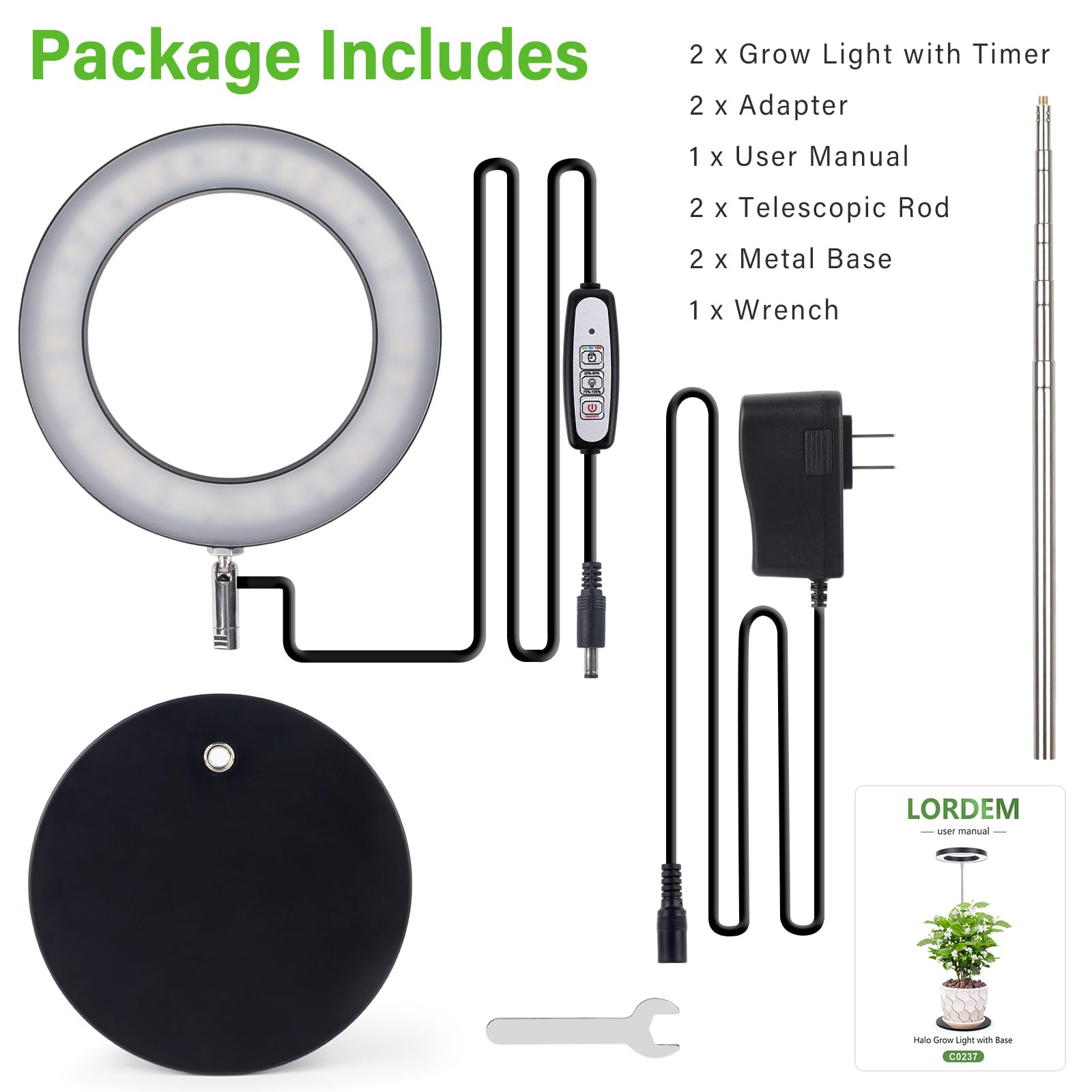LORDEM pack de dos lámparas en sala multiplica iluminación para varias macetas