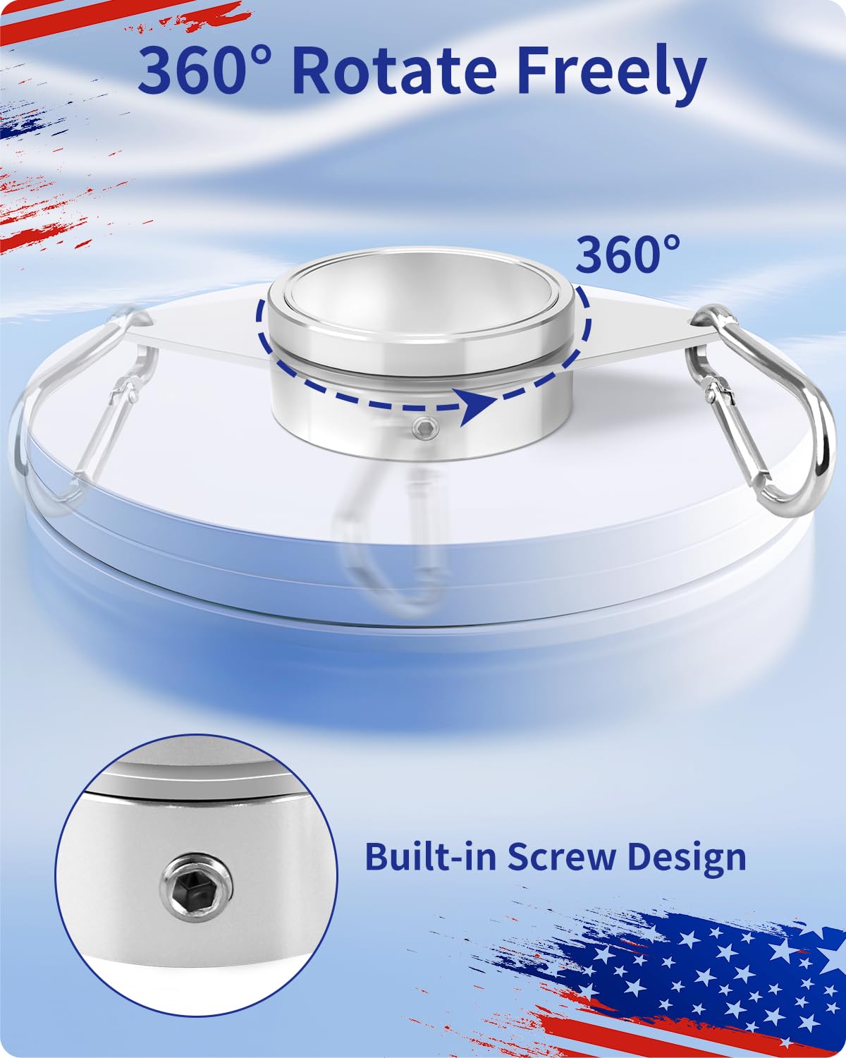 Loretoy anillo de acero inoxidable enfatizando giro 360 grados y anti-enredo