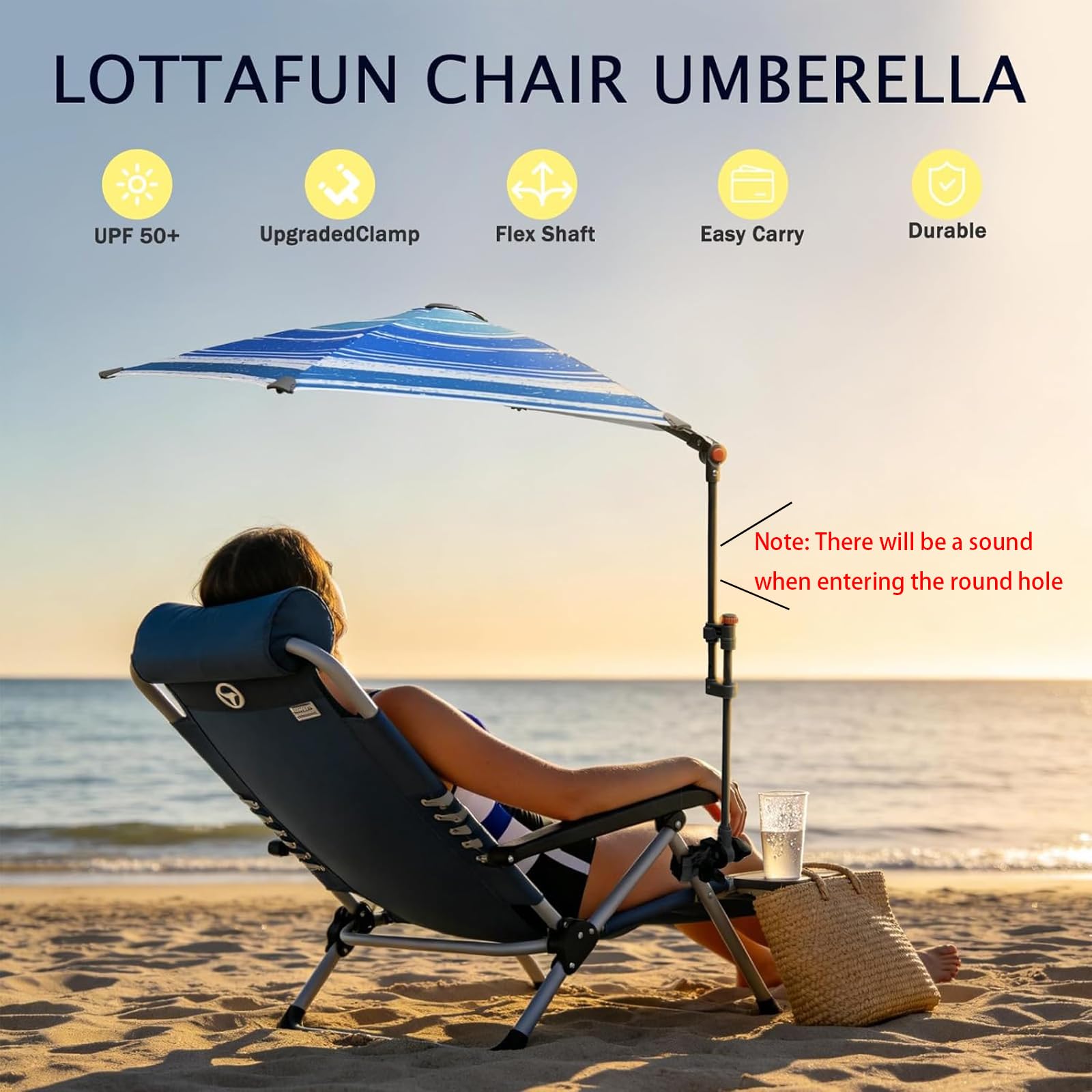 LOTTAFUN primer plano de la tela a rayas azul evidenciando protección UPF y durabilidad