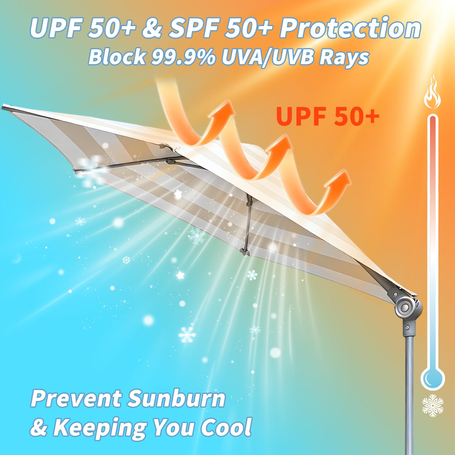 LOTTAFUN parasol montado en silla de playa ofreciendo sombra amplia y estable