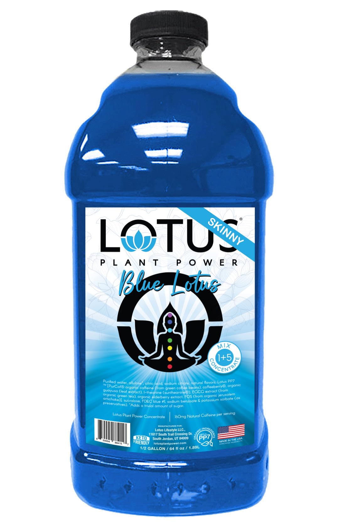 Lotus Plant Power frontal de la botella mostrando diseño y volumen