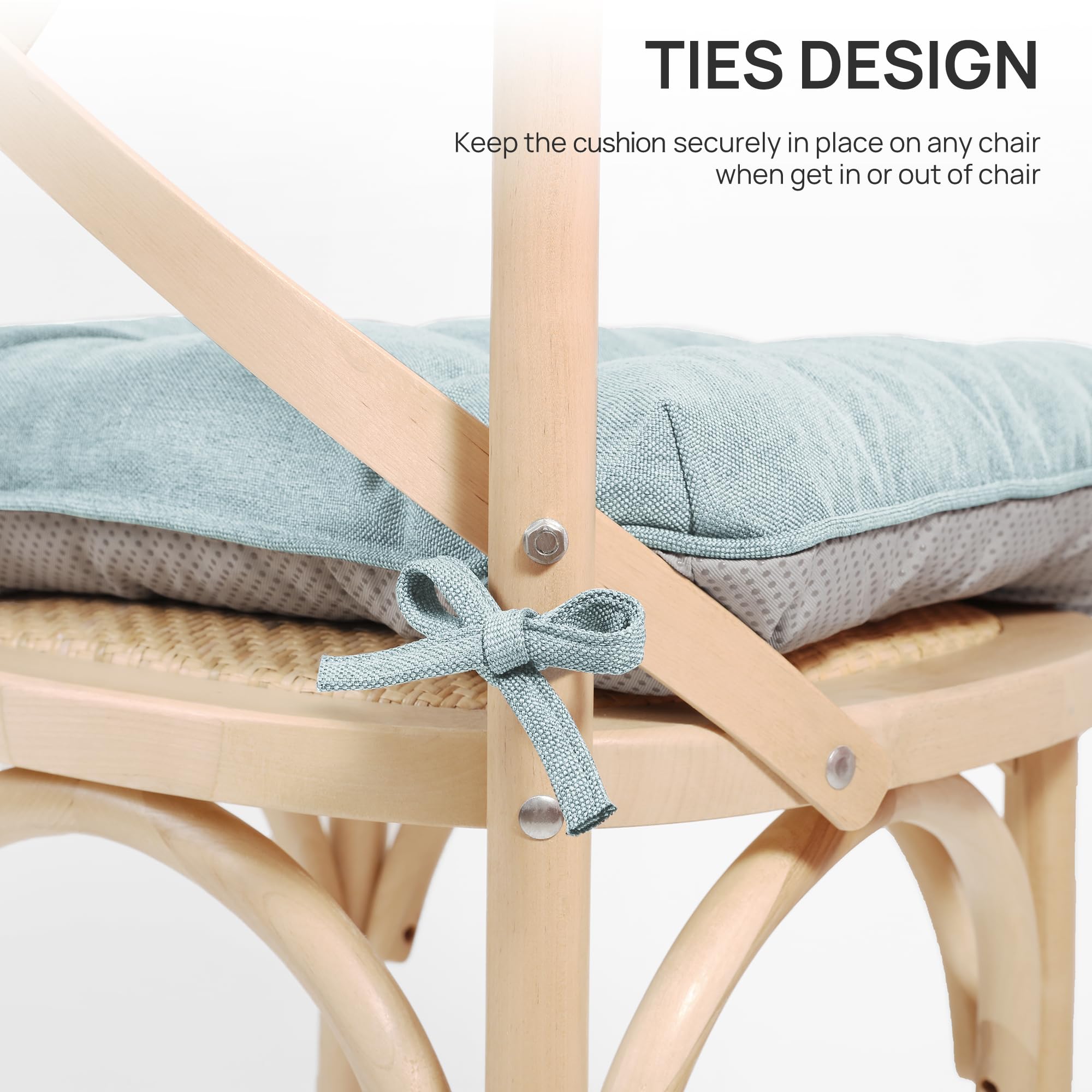 Love's cabin cojín colocado en silla de comedor mejora ergonomía