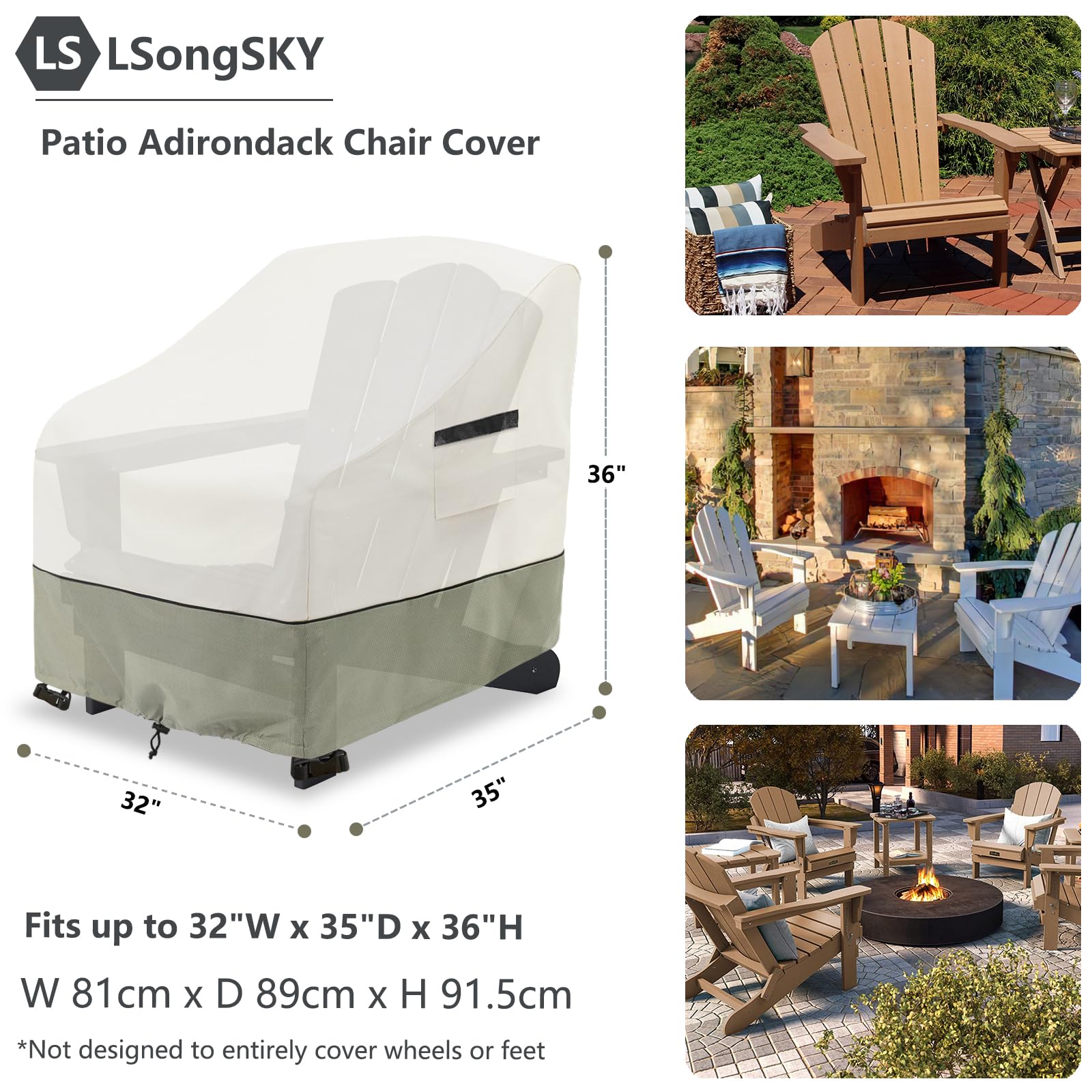 LSongSKY funda colocada en silla Adirondack mostrando ajuste seguro
