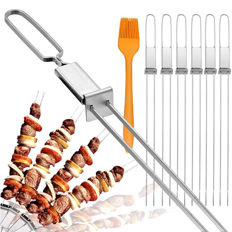 Lucalda paquete frontal de seis brochetas, resistente y lista para asar