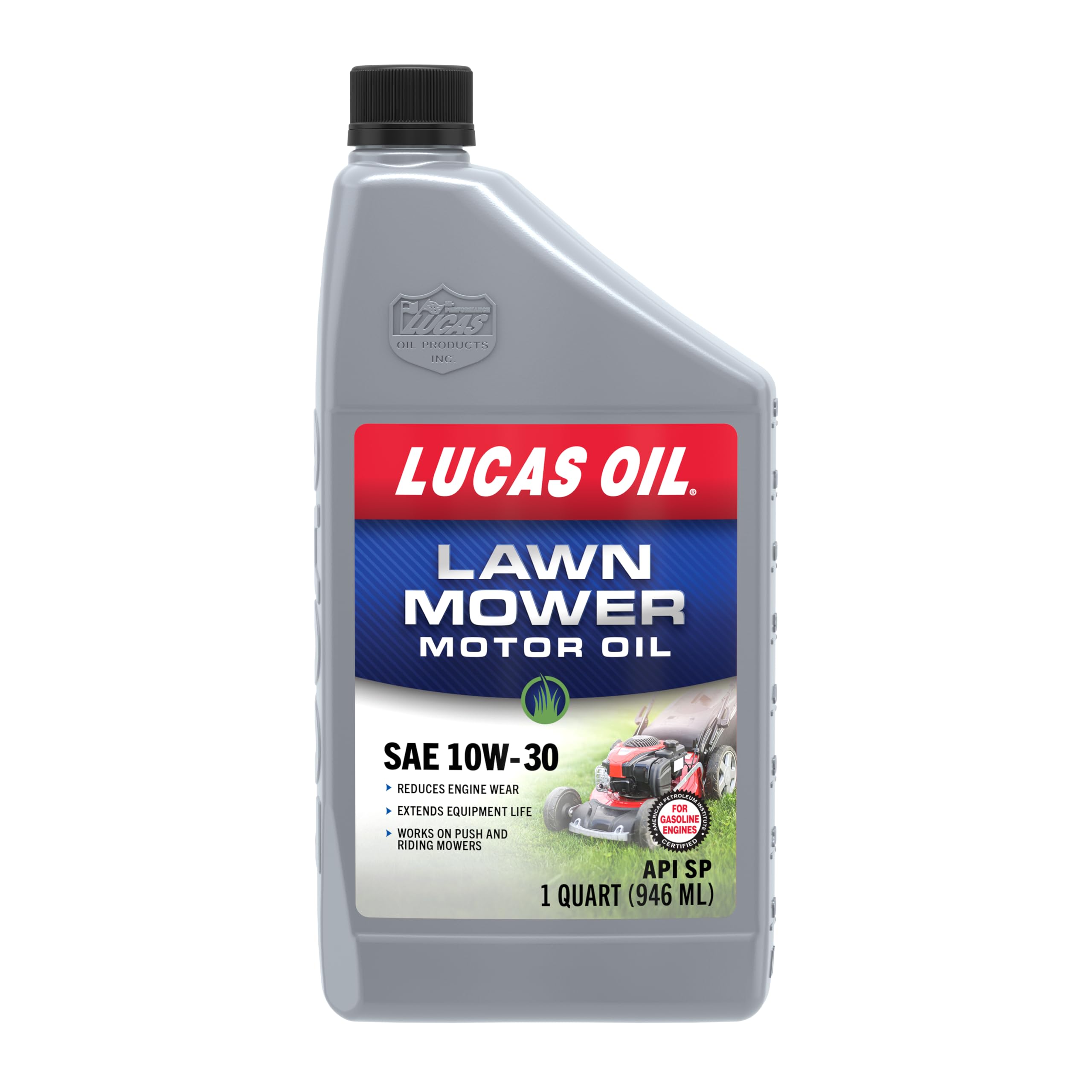 Lucas Oil envase frontal mostrando etiqueta y formato pack de 6, facilita mantenimiento