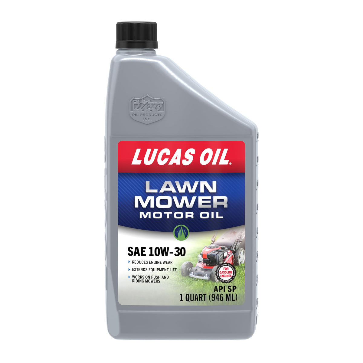 Lucas Oil envase frontal mostrando etiqueta y formato pack de 6, facilita mantenimiento
