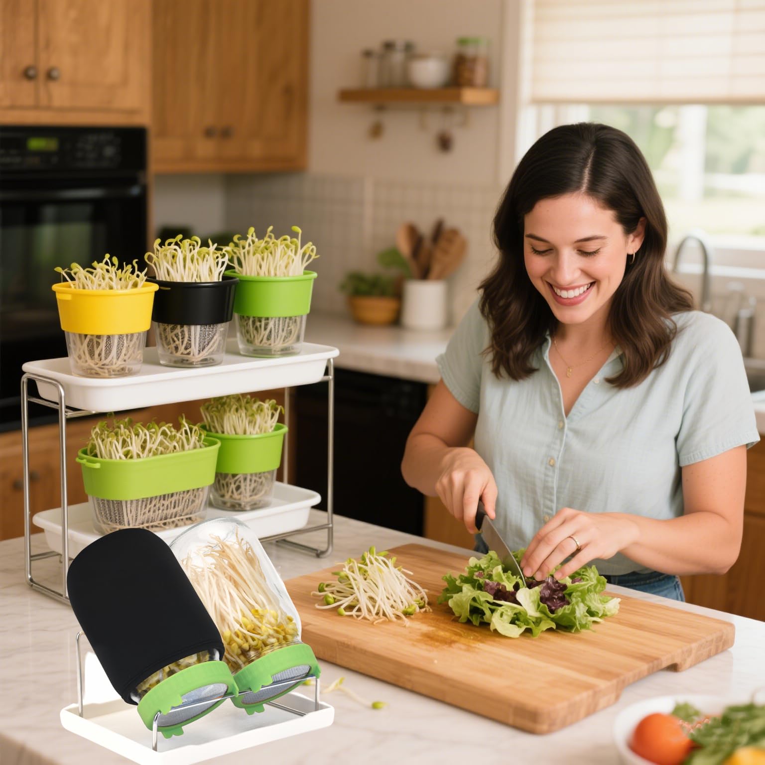 Lulonpon kit completo empaquetado, regalo práctico para cultivar brotes