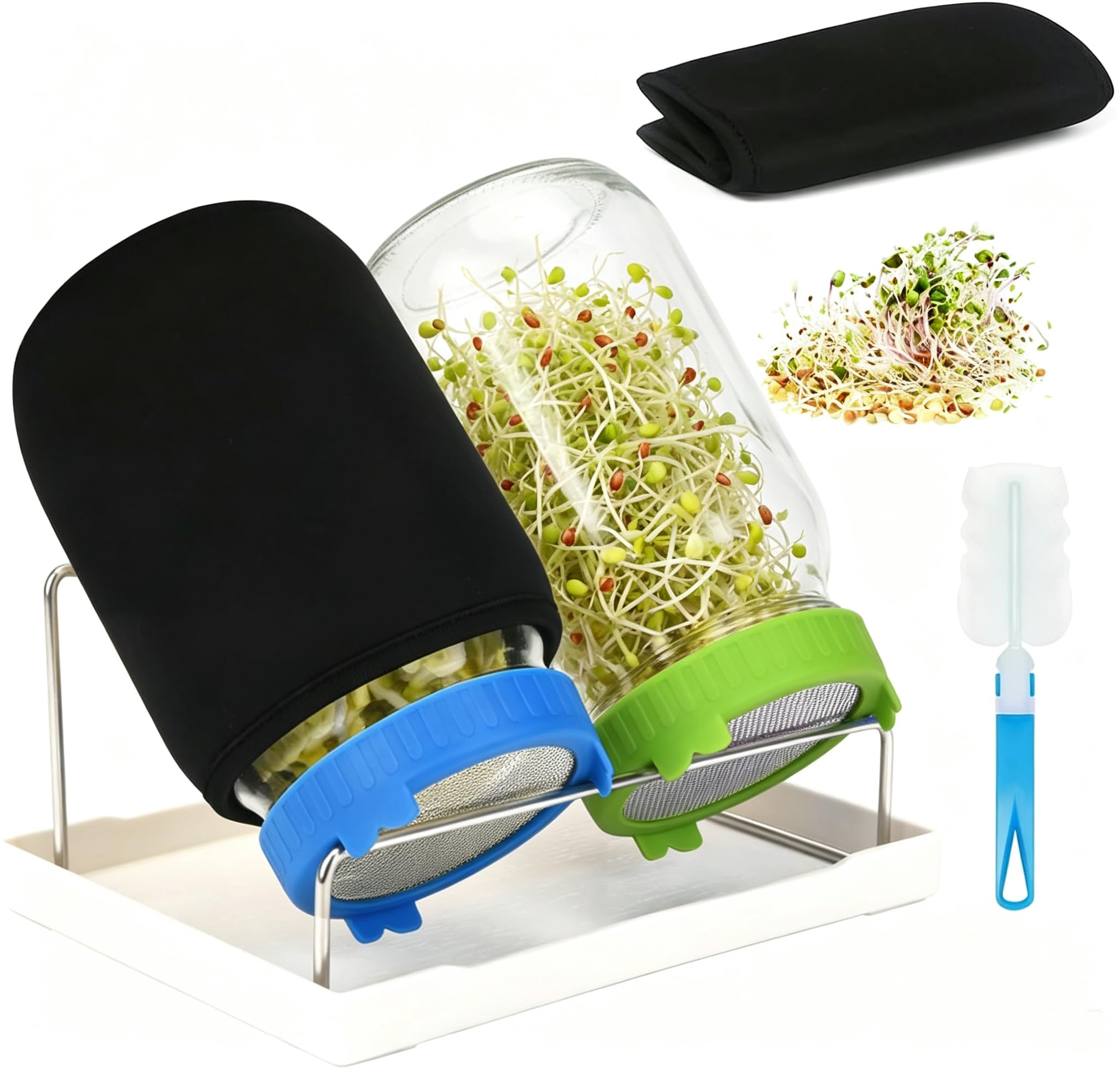 Lulonpon tarros frontal mostrando dos Mason, ideal para cultivo en casa