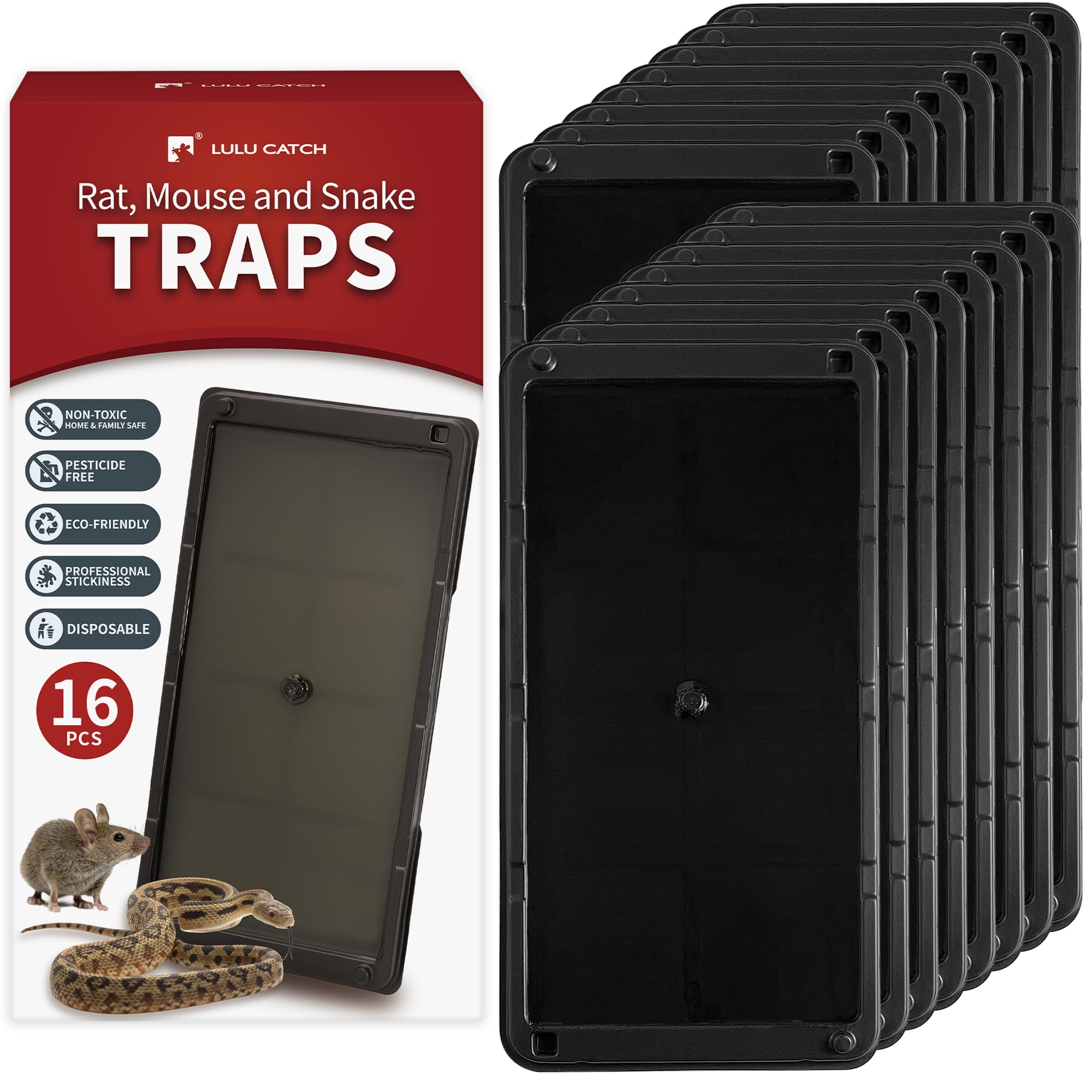 LULUCATCH paquete frontal mostrando 16 trampas listo para usar y ahorro