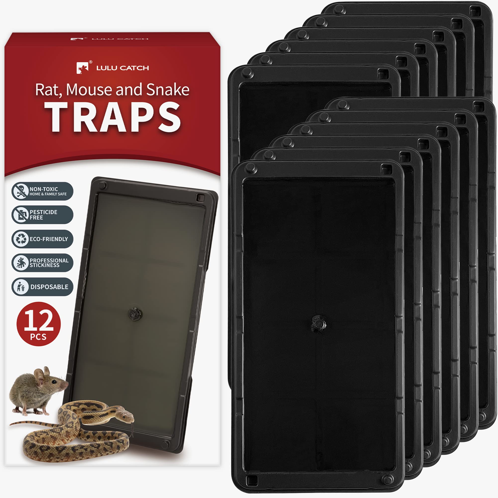LULUCATCH paquete frontal mostrando 12 trampas para control inmediato