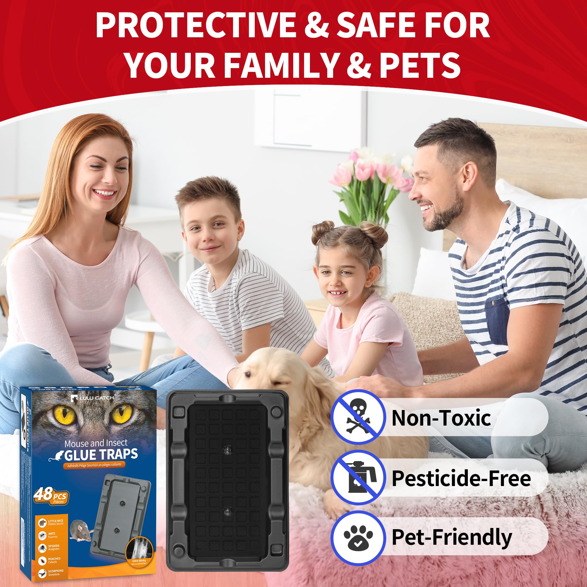 LULUCATCH etiqueta con instrucciones claras para uso seguro y eficaz