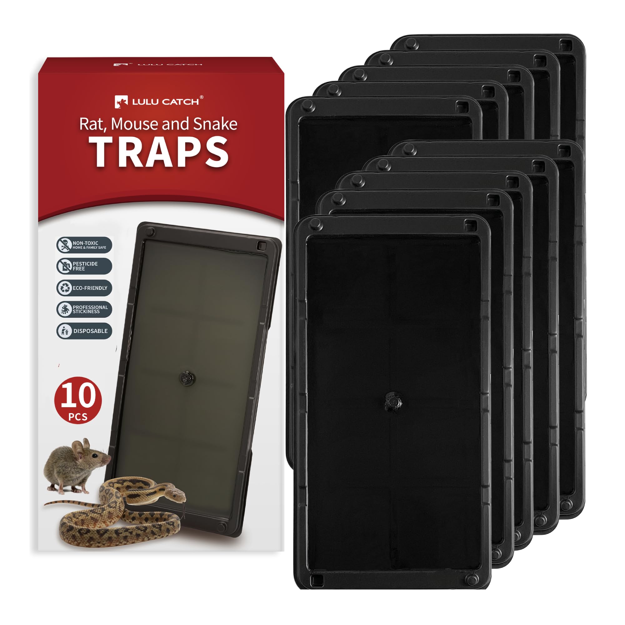 LULUCATCH trampa de pegamento frontal mostrando la bandeja robusta y fácil colocación