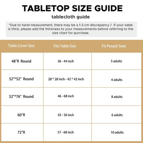 LUSHVIDA comparación de tamaño en mesa 36"–44" para ajuste correcto
