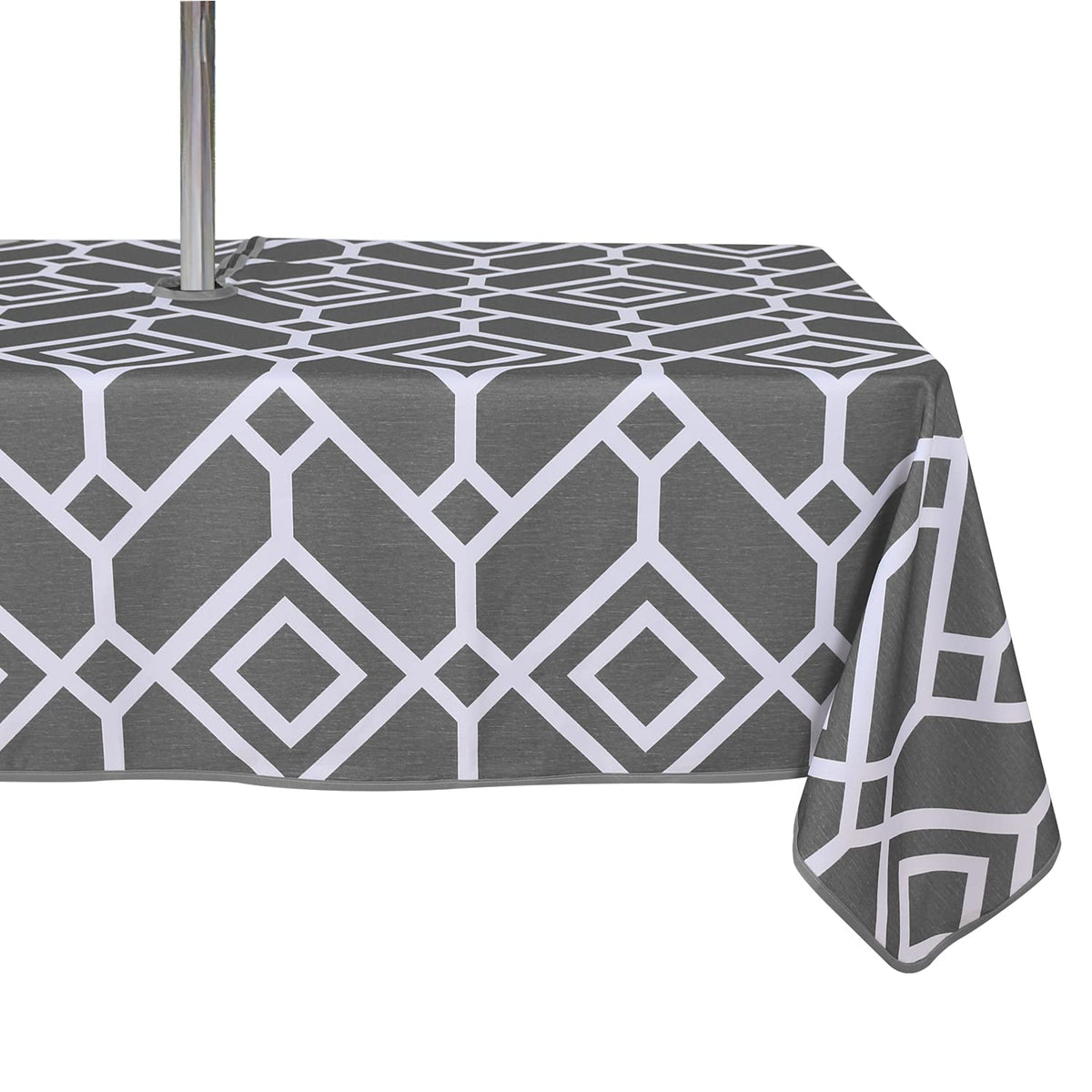 LUSHVIDA mantel exterior frontal gris mostrando cobertura completa