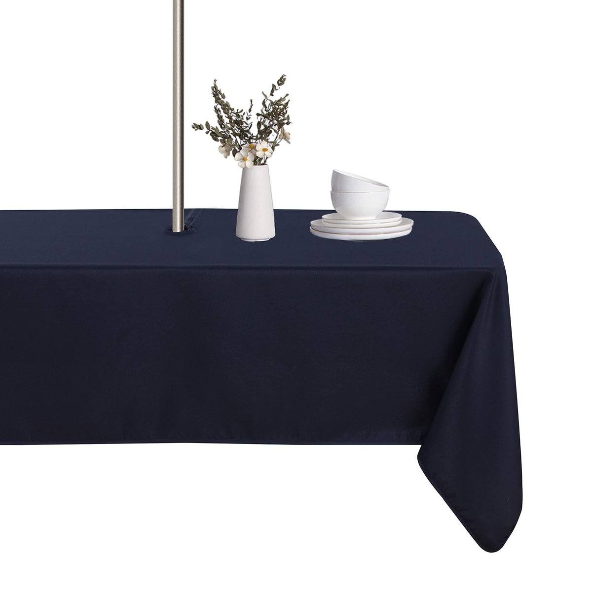 LUSHVIDA mantel rectangular frente mostrando color azul marino y ajuste protector