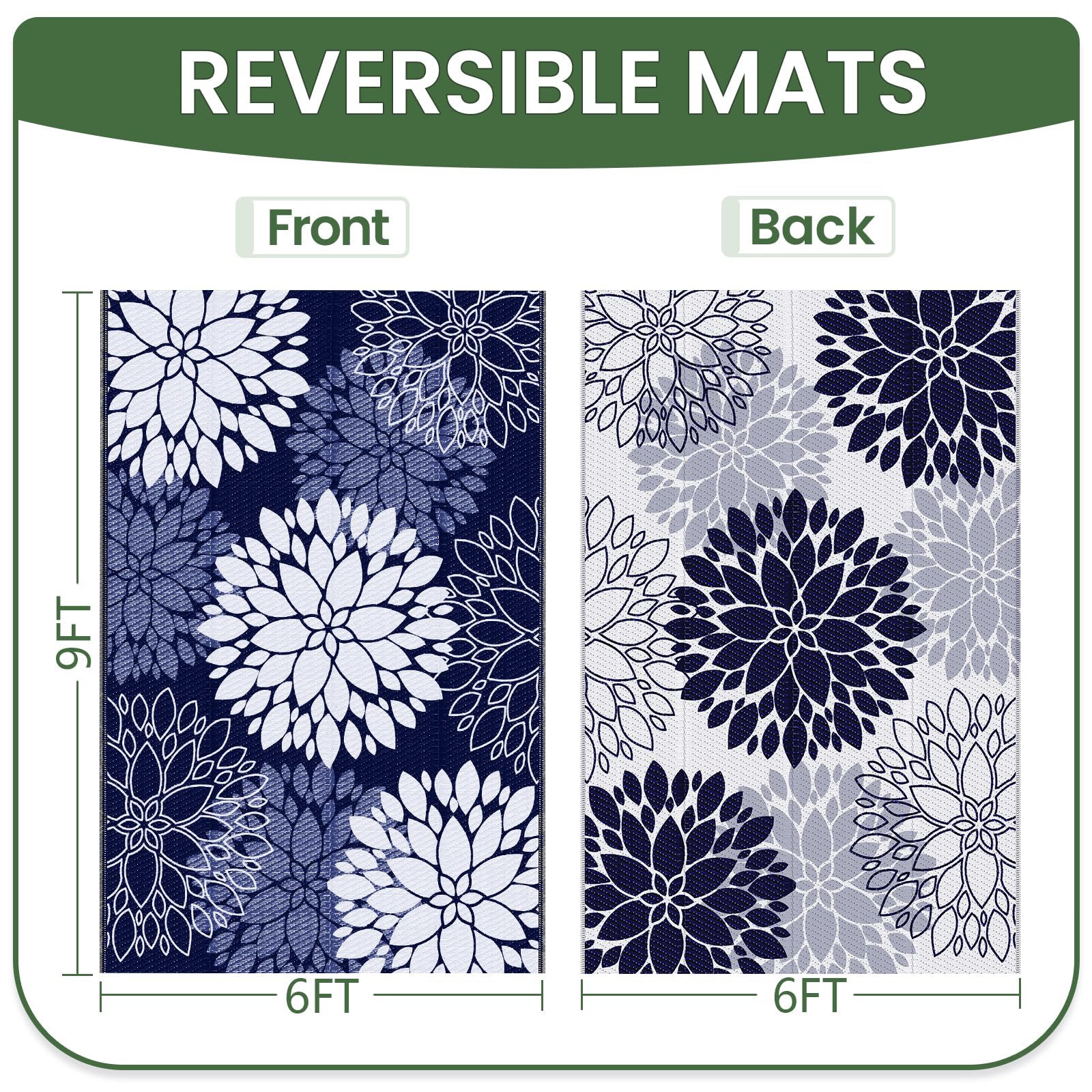 LuxStep alfombra reversible mostrando ambos lados florales para más opciones decorativas