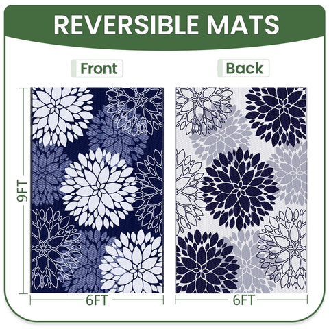 LuxStep alfombra reversible mostrando ambos lados florales para más opciones decorativas