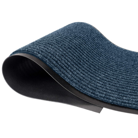 LuxUrux felpudo frontal azul a rayas protege entrada y añade estilo