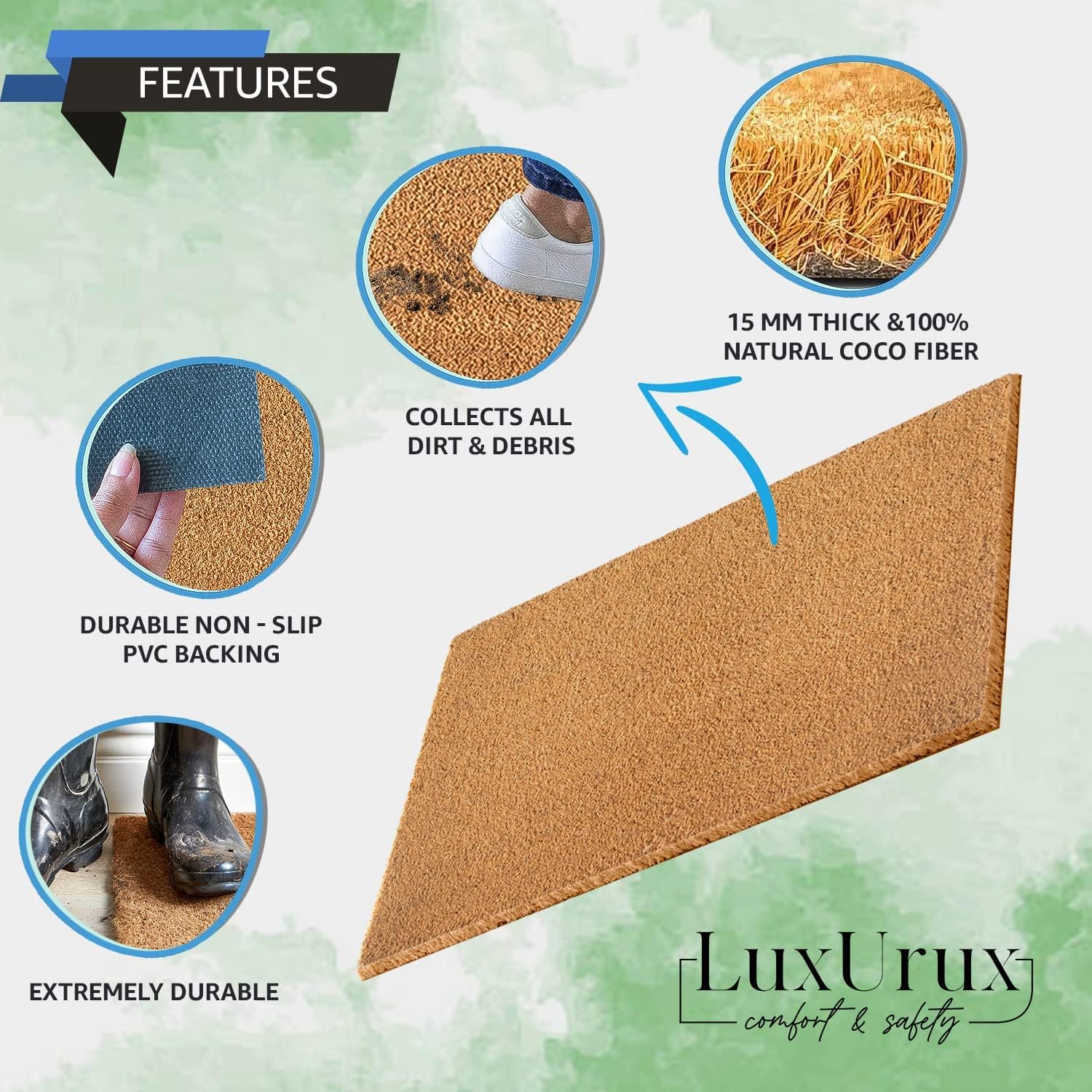 LuxUrux respaldo PVC antideslizante que protege el suelo