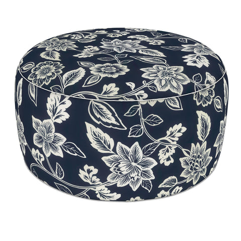 LVTXIII puff frontal en Elegant Vines Navy mostrando diseño y funcionalidad