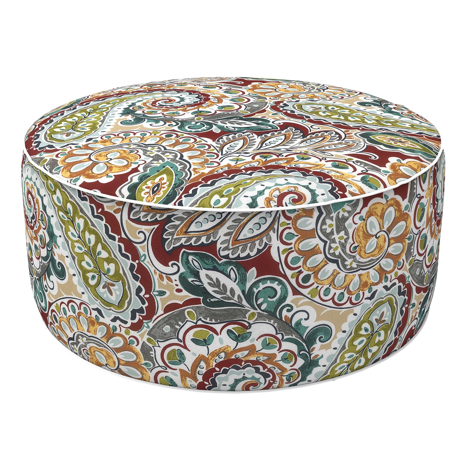 LVTXIII puff frente con diseño Paisley Chilli para decorar espacios